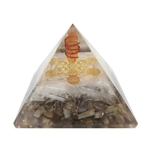 Pyramide Orgone PROTECTION Sélénite Labradorite pyramide orgonite