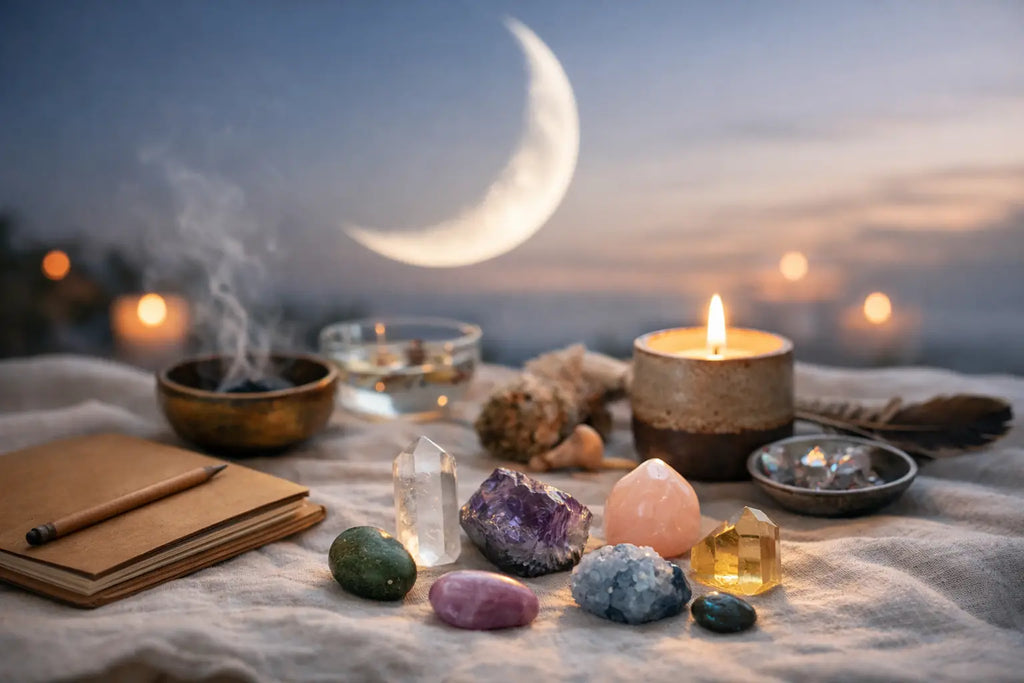 Rituel nouvelle lune avec cristaux en 7 étapes
