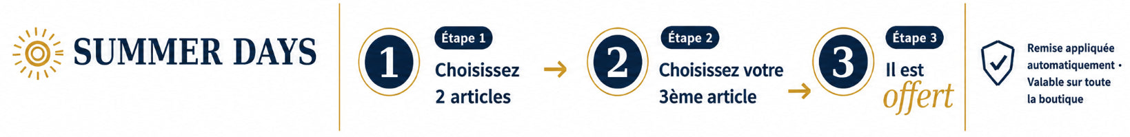 Bannière promotionnelle de l’été pour une vente de vêtements du 24 juin au 21 juillet 2026.