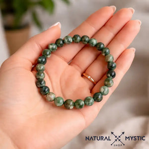 Bracelet Agate Mousse ÉQUILIBRE Chakra Anahata pierre fine