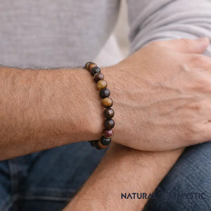 Bracelet Tigre Taureau Faucon TRIPLE PROTECTION Chakra Manipura pierre fine