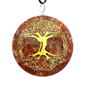 Collier Pendentif Arbre de Vie Orgone | Scalaire Cornaline Jaspe pendentif orgonite