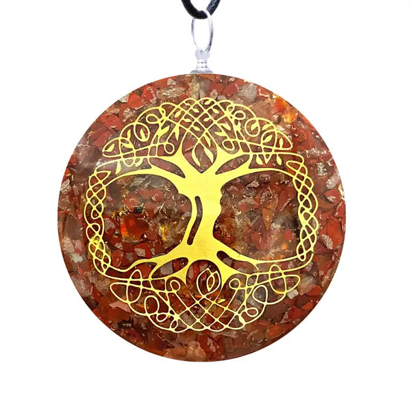 Collier Pendentif Arbre de Vie Orgone | Scalaire Cornaline Jaspe