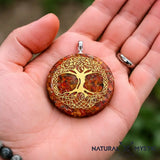 Collier Pendentif Arbre de Vie Orgone | Scalaire Cornaline Jaspe pendentif orgonite