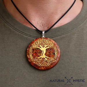 Collier Pendentif Arbre de Vie Orgone | Scalaire Cornaline Jaspe pendentif orgonite