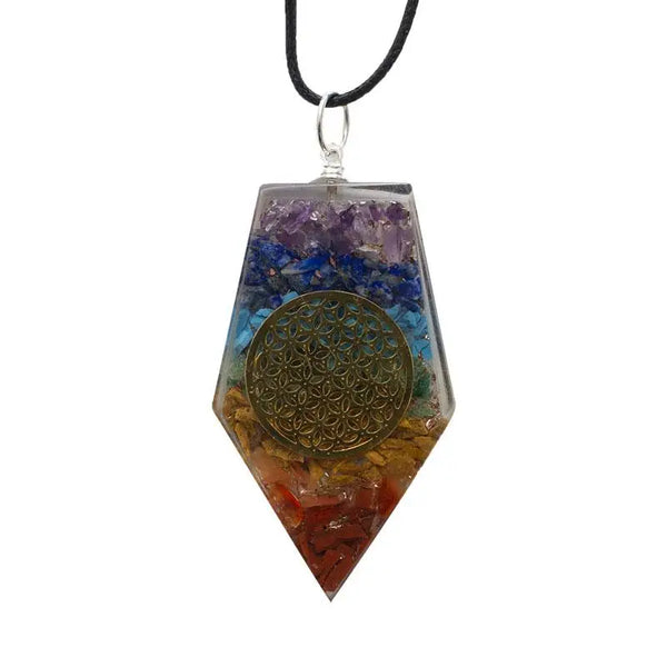 Collier Pendentif Pointe Orgonite lOriginale 7 Chakras orgonite