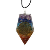 Collier Pendentif Pointe Orgonite lOriginale 7 Chakras orgonite