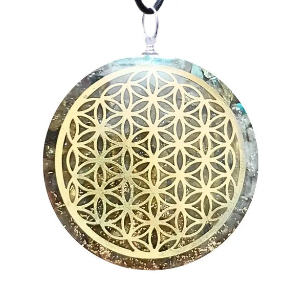 Collier Pendentif Fleur de Vie Orgone | Scalaire Labradorite pendentif orgonite