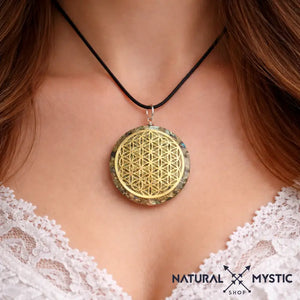 Collier Pendentif Fleur de Vie Orgone | Scalaire Labradorite pendentif orgonite