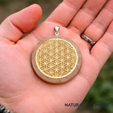 Collier Pendentif Fleur de Vie Orgone | Scalaire Sélénite pendentif orgonite