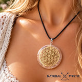 Collier Pendentif Fleur de Vie Orgone | Scalaire Sélénite pendentif orgonite