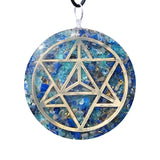 Collier Pendentif Orgone MERKABA Lapis-Lazuli Aigue-Marine pendentif orgonite