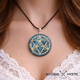 Collier Pendentif Orgone MERKABA Lapis-Lazuli Aigue-Marine pendentif orgonite