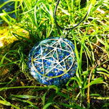 Collier Pendentif Orgone MERKABA Lapis-Lazuli Aigue-Marine pendentif orgonite