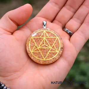 Collier Pendentif Orgone MERKABA Pierre de Soleil pendentif orgonite