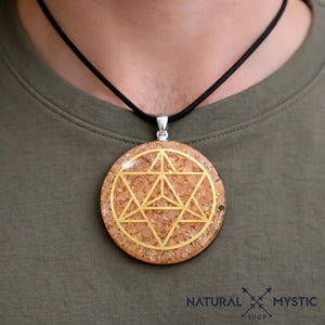 Collier Pendentif Orgone MERKABA Pierre de Soleil pendentif orgonite