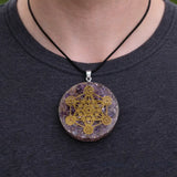 Collier Pendentif Orgone MÉTATRON Améthyste pendentif orgonite