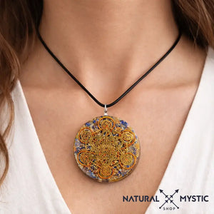 Collier Pendentif Orgone MÉTATRON Cornaline Lapis Lazuli pendentif orgonite