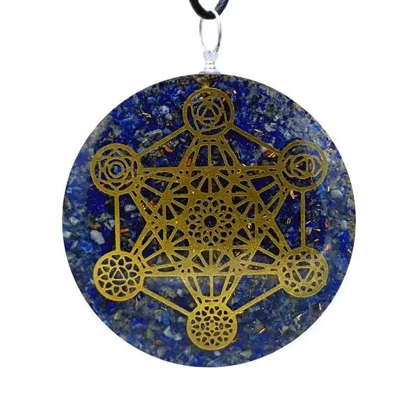 Médaillon pendentif orgone lapisa lazuli métatron