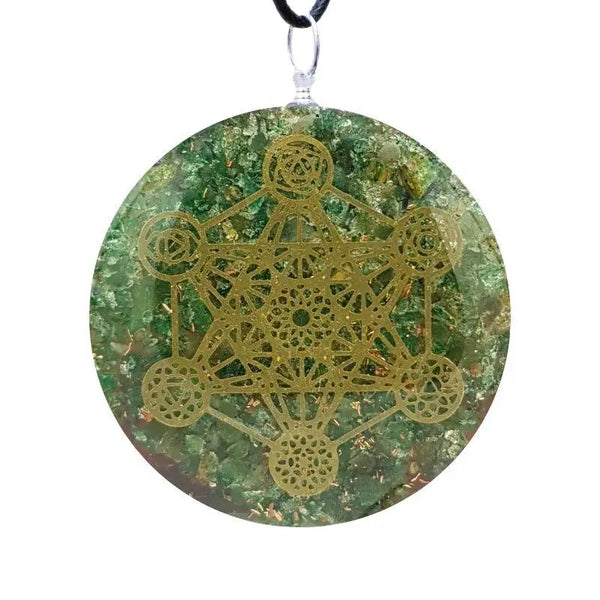 pendentif orgonite métatron en mica vert