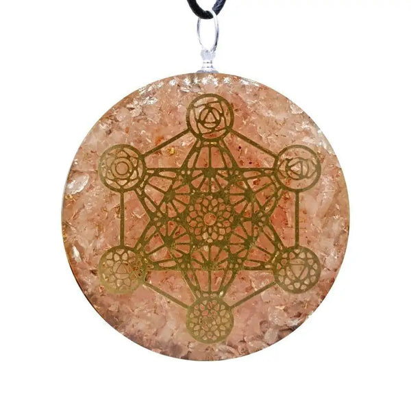 médaillon pendentif métatron en quartz rose