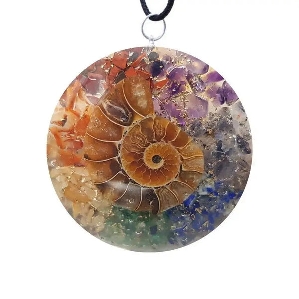 Collier Pendentif Orgone ORIGINES Ammonite pendentif orgonite