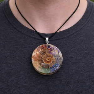 Collier Pendentif Orgone ORIGINES Ammonite pendentif orgonite