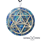 Les Pendentifs orgonite Imparfaits à prix minis Pendentif orgonite - Merkaba Lapis lazuli et Aigue marine pyramide orgonite