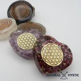 Orgonite de Poche | Cœur Fleur de Vie Grenat Almandin orgonite de poche