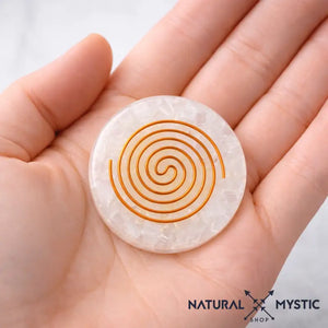 Orgonite de Poche | Cabochon de protection Sélénite Sélénite orgonite de poche