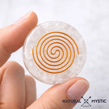 Orgonite de Poche | Cabochon de protection Sélénite Sélénite orgonite de poche