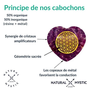 Orgonite de Poche | Cœur Fleur de Vie Améthyste Améthyste orgonite de poche