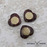 Orgonite de Poche | Cœur Fleur de Vie Grenat Almandin orgonite de poche