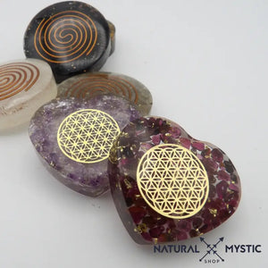 Orgonite de Poche | Cœur Fleur de Vie Grenat Almandin orgonite de poche