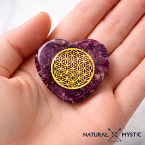 Orgonite de Poche | Cœur Fleur de Vie Grenat Almandin orgonite de poche