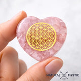 Orgonite de Poche | Cœur Fleur de Vie Quartz Rose Quartz Rose orgonite de poche