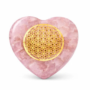 Orgonite de Poche | Cœur Fleur de Vie Quartz Rose Quartz Rose orgonite de poche
