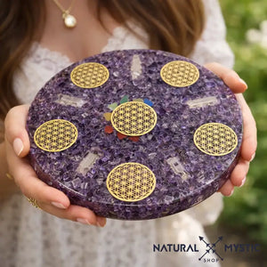 PLATEAU DE RECHARGEMENT ORGONE AMÉTHYSTE plateau orgonite