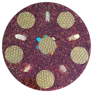 PLATEAU DE RECHARGEMENT ORGONE GRENAT plateau orgonite