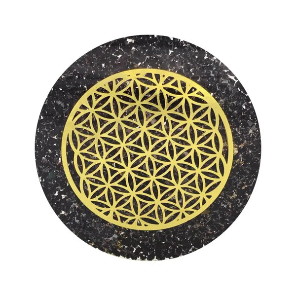 PLATEAU DE RECHARGEMENT ORGONE TOURMALINE NOIRE 10cm plateau orgonite