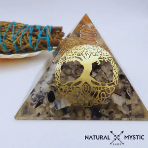 Pyramide Énergie Orgone ÉQUILIBRE Pierre de Lune pyramide orgonite