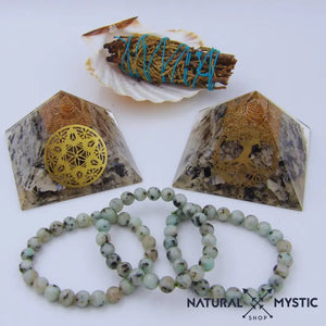 Pyramide Énergie Orgone ÉQUILIBRE Pierre de Lune pyramide orgonite