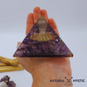 Pyramide Orgone CÉLESTE Améthyste et Cristal de Roche pyramide orgonite