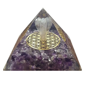 Pyramide Orgonite CÉLESTE Améthyste et Cristal de roche pack orgonite