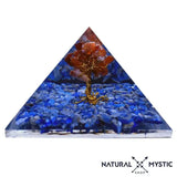 Pyramide Orgonite Communication Arbre de Vie Cornaline et Lapis-Lazuli orgonite