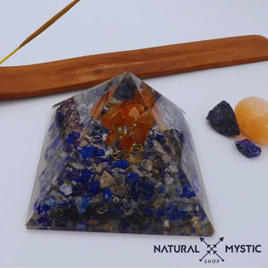 Pyramide Orgone COMMUNICATION Arbre de Vie Cornaline Lapis-Lazuli pyramide orgonite