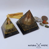Pyramide Orgone NUBIENNE Pyrite et Tourmaline Noire XL pyramide orgonite