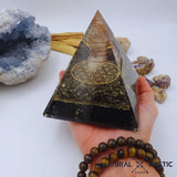 Pyramide Orgone NUBIENNE Pyrite et Tourmaline Noire XL pyramide orgonite