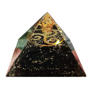 Pyramide Orgone TRISKEL Shungite Cristal de Roche pyramide orgonite