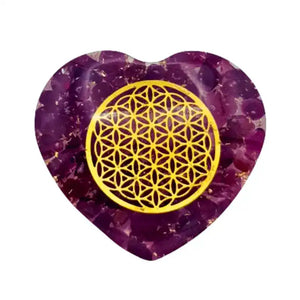 Orgonite de Poche | Cœur Fleur de Vie Grenat Almandin orgonite de poche